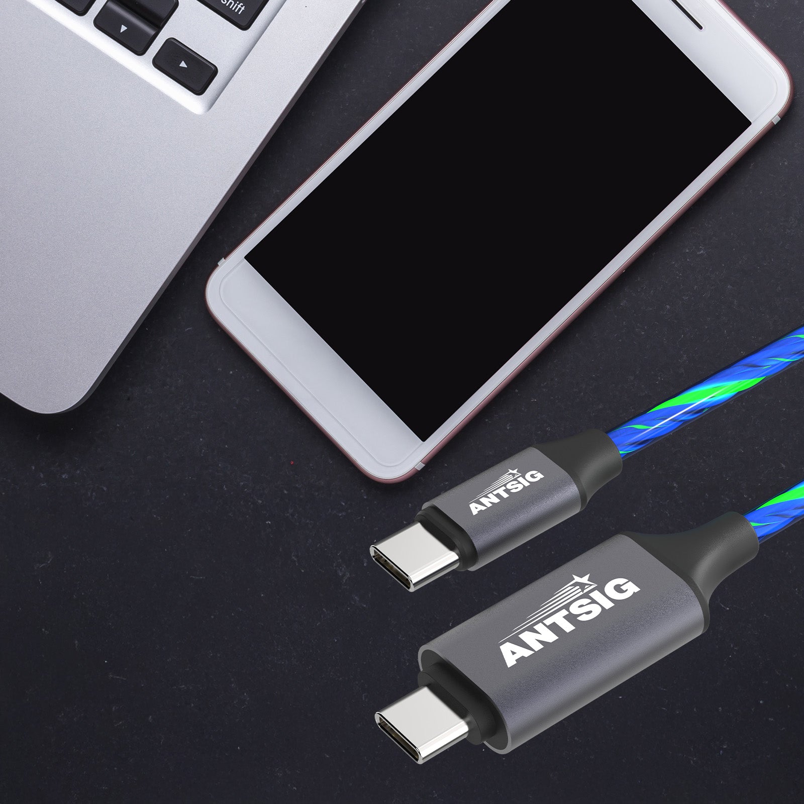 Antsig 1m USB-C To USB-C Light Up Cable