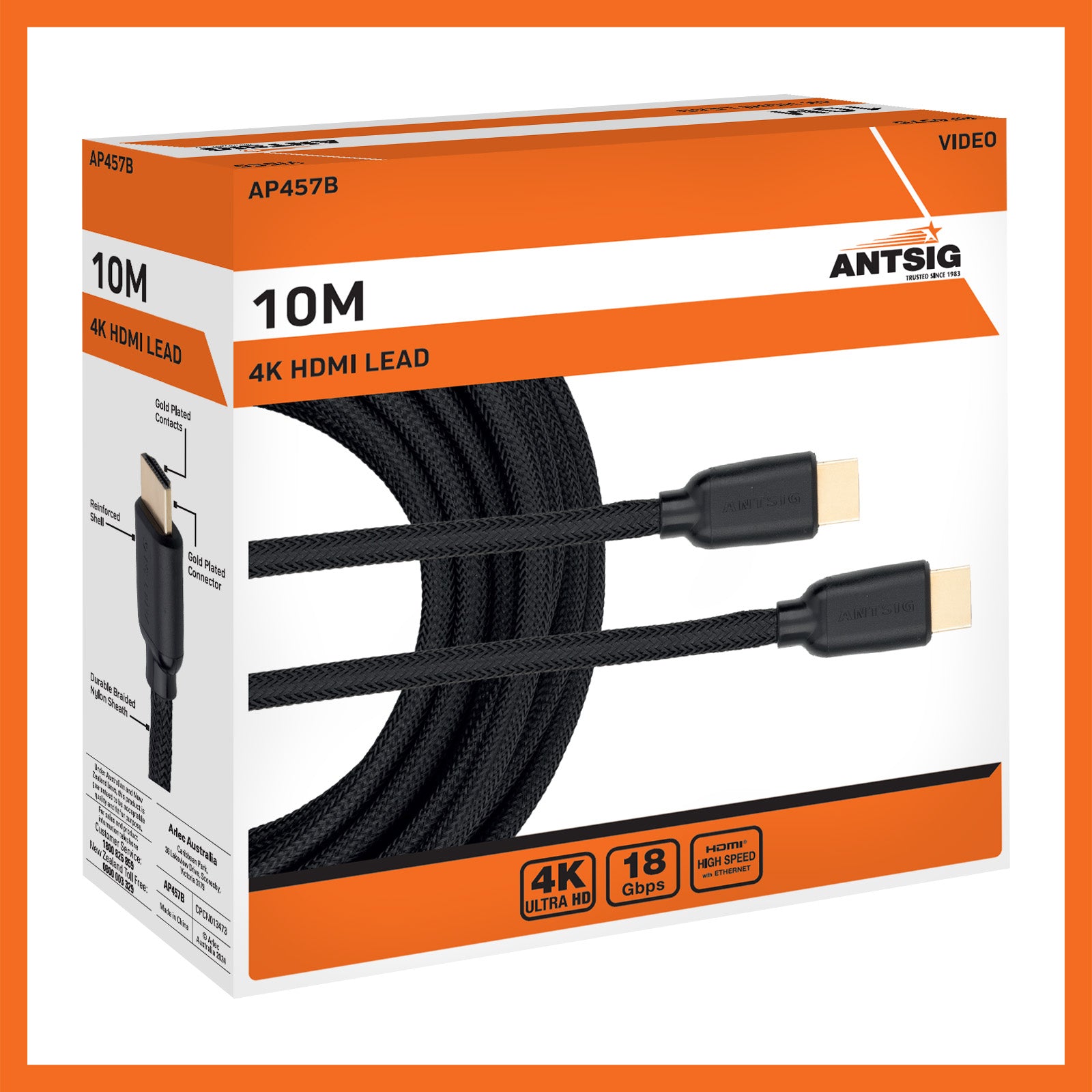 Antsig 10m 1080p 4K HDMI Braided Cable