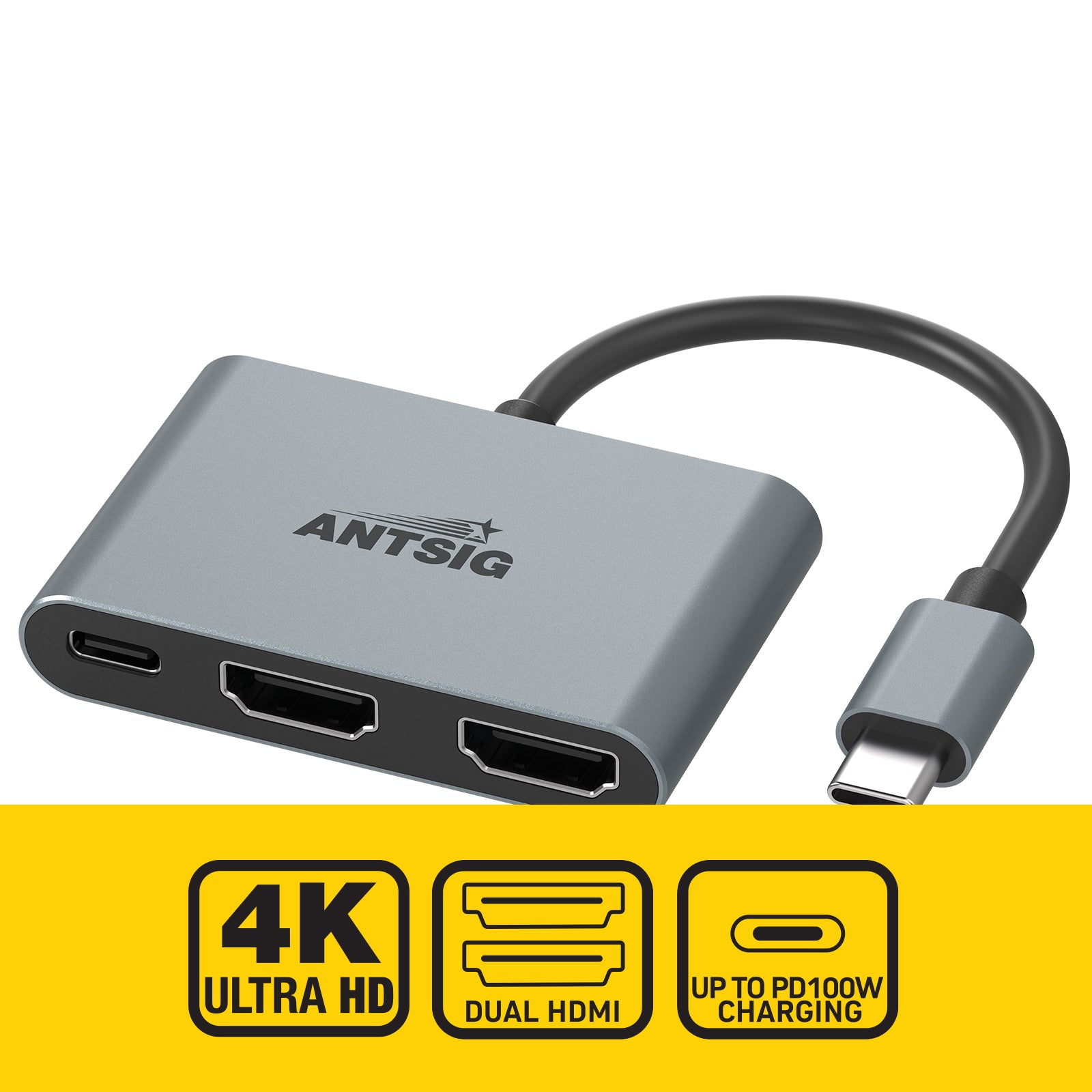 Antsig 3-in-1 USB-C To HDMI Adapter