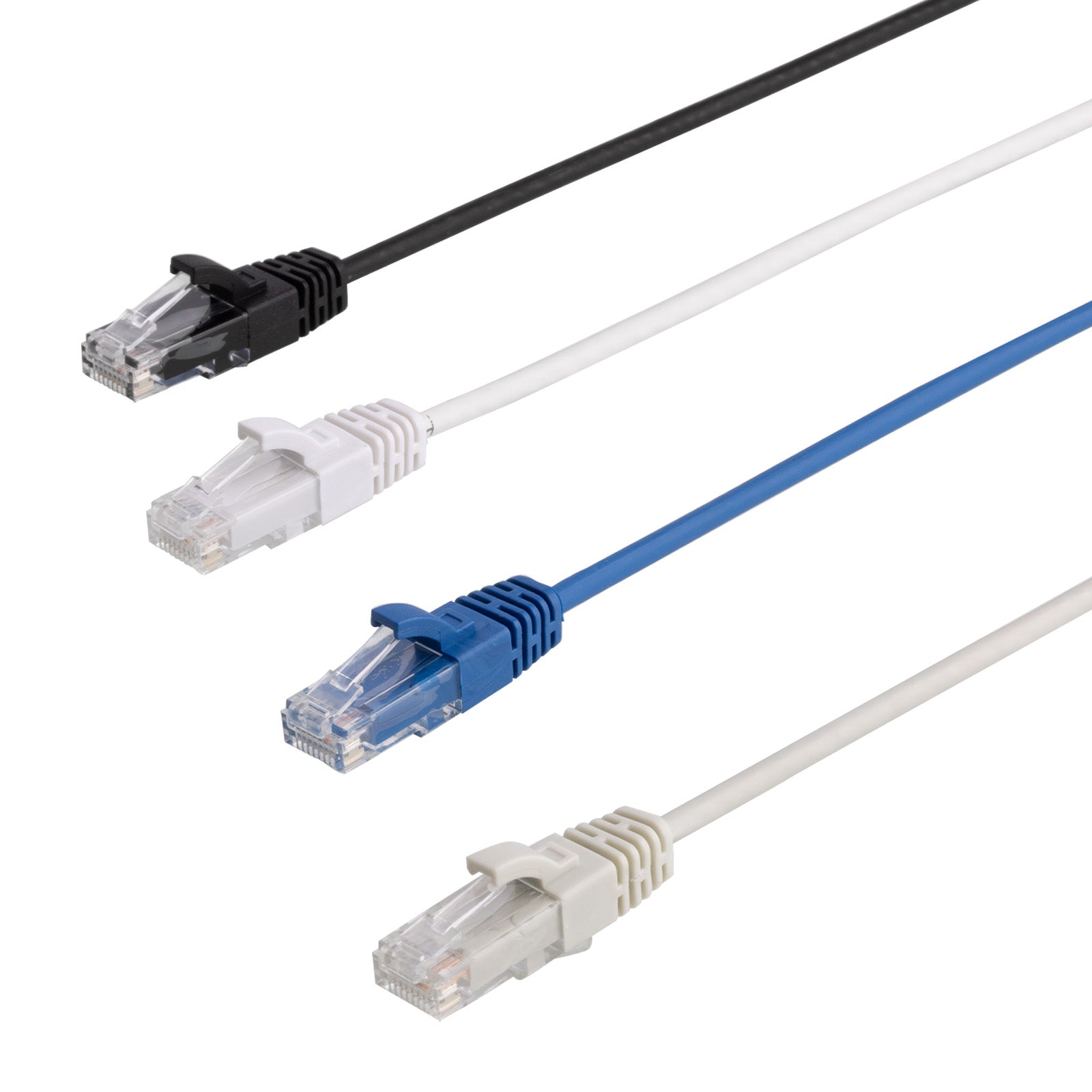 Antsig 15cm Ultra Thin CAT6A RJ45 Ethernet Cable - 12 Pack (Blue/White/Black/Grey)