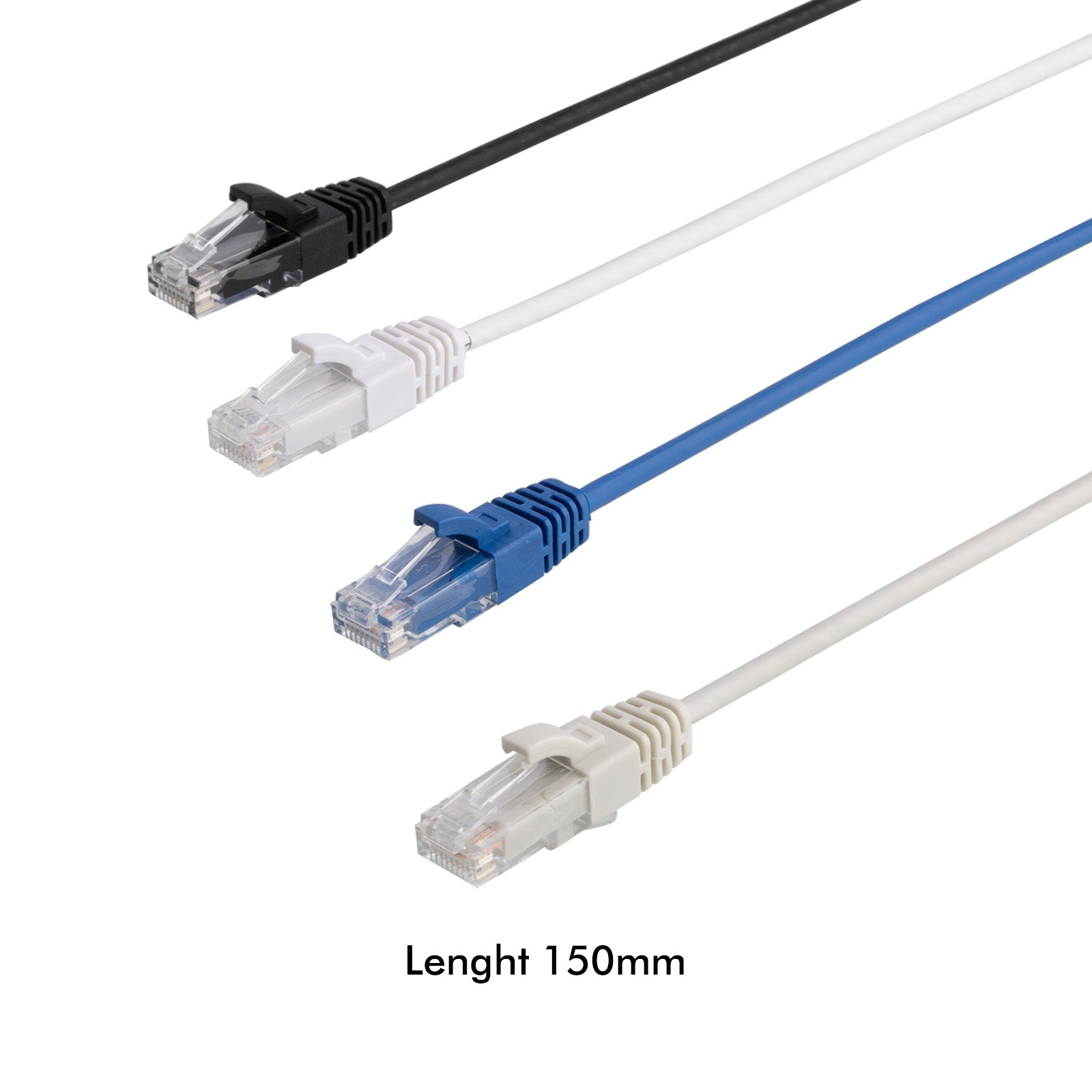 Antsig 15cm Ultra Thin CAT6A RJ45 Ethernet Cable - 12 Pack (Blue/White/Black/Grey)